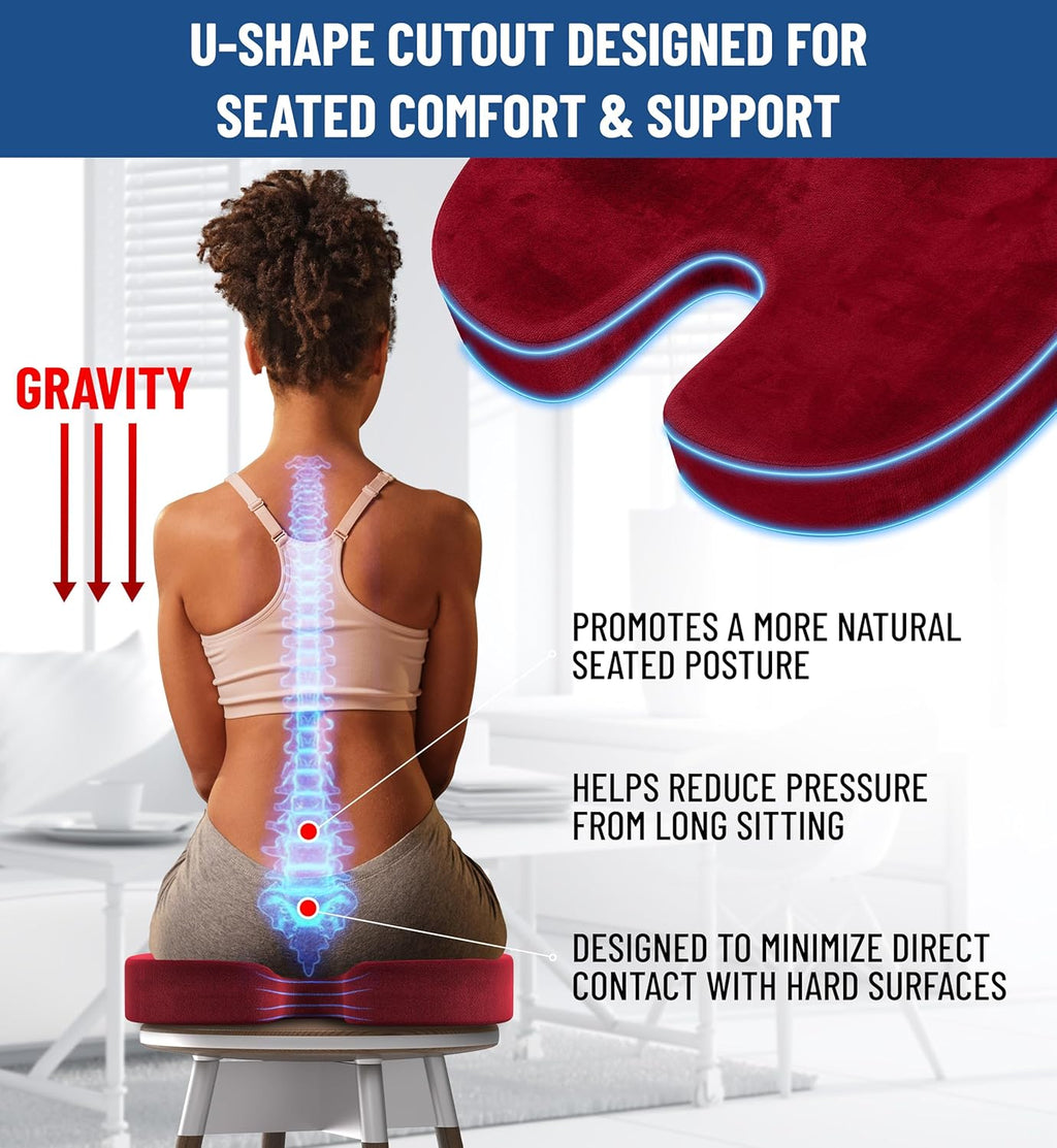 DrHealWell Everlasting Comfort Tailbone Protection, Sciatica & Posture Memory Foam Seat Cushion