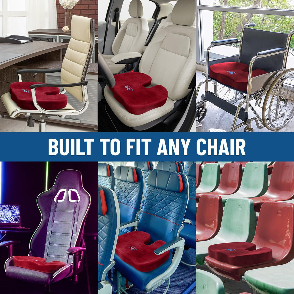 DrHealWell Everlasting Comfort Tailbone Protection, Sciatica & Posture Memory Foam Seat Cushion