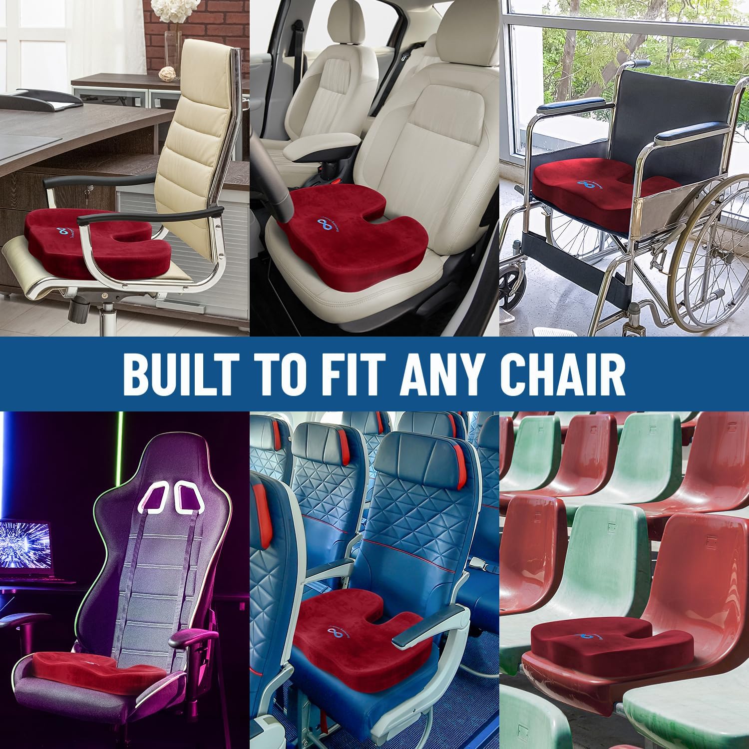 DrHealWell Everlasting Comfort Tailbone Protection, Sciatica & Posture Memory Foam Seat Cushion