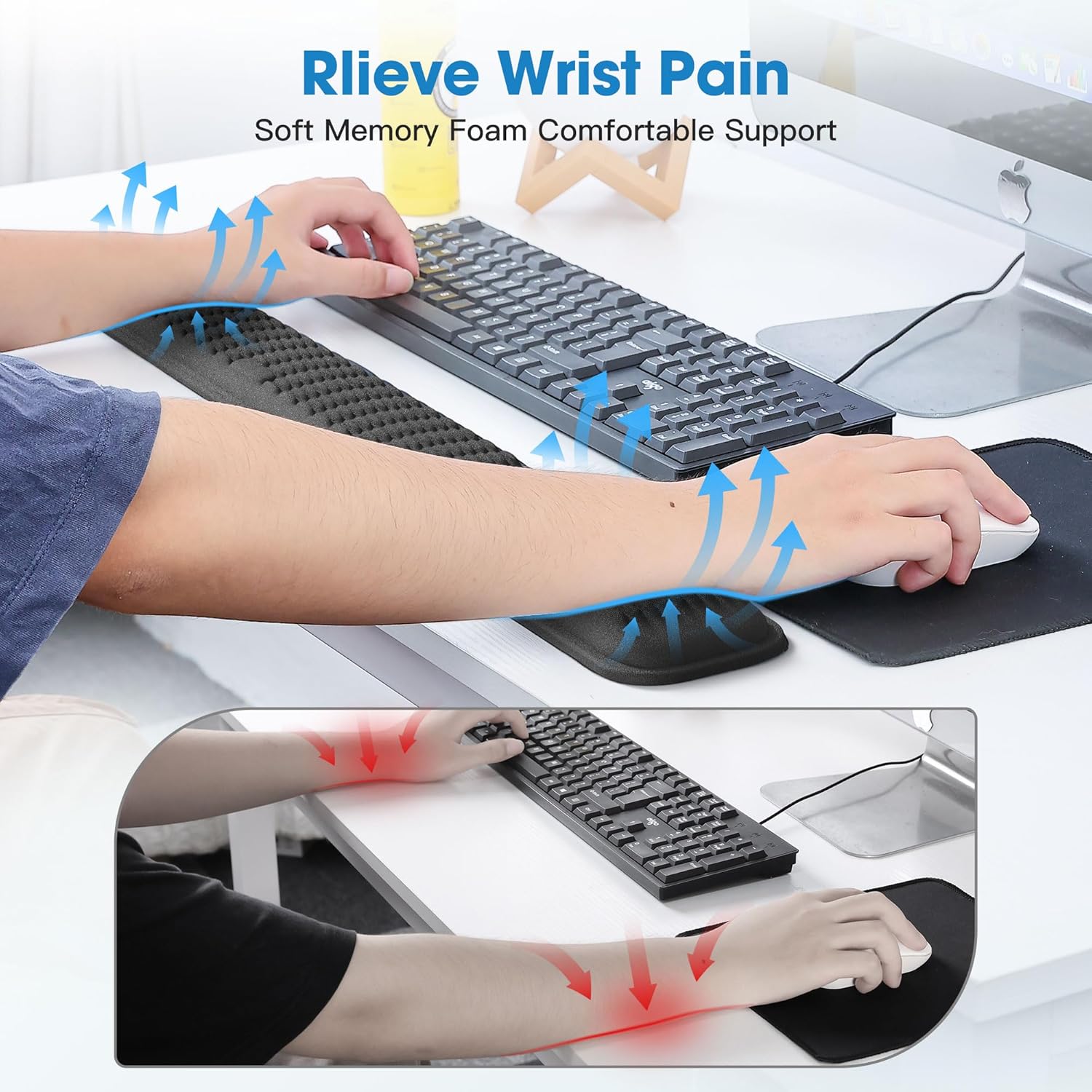DrHealWell Ergonomic Wrist Rest for Keyboard and Mouse