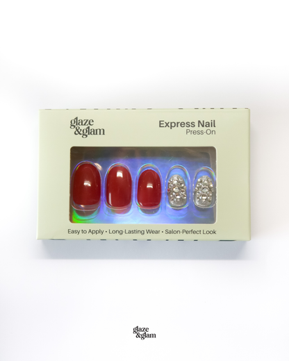 #001: Red Diamond Glitter LumiGel™ Nails