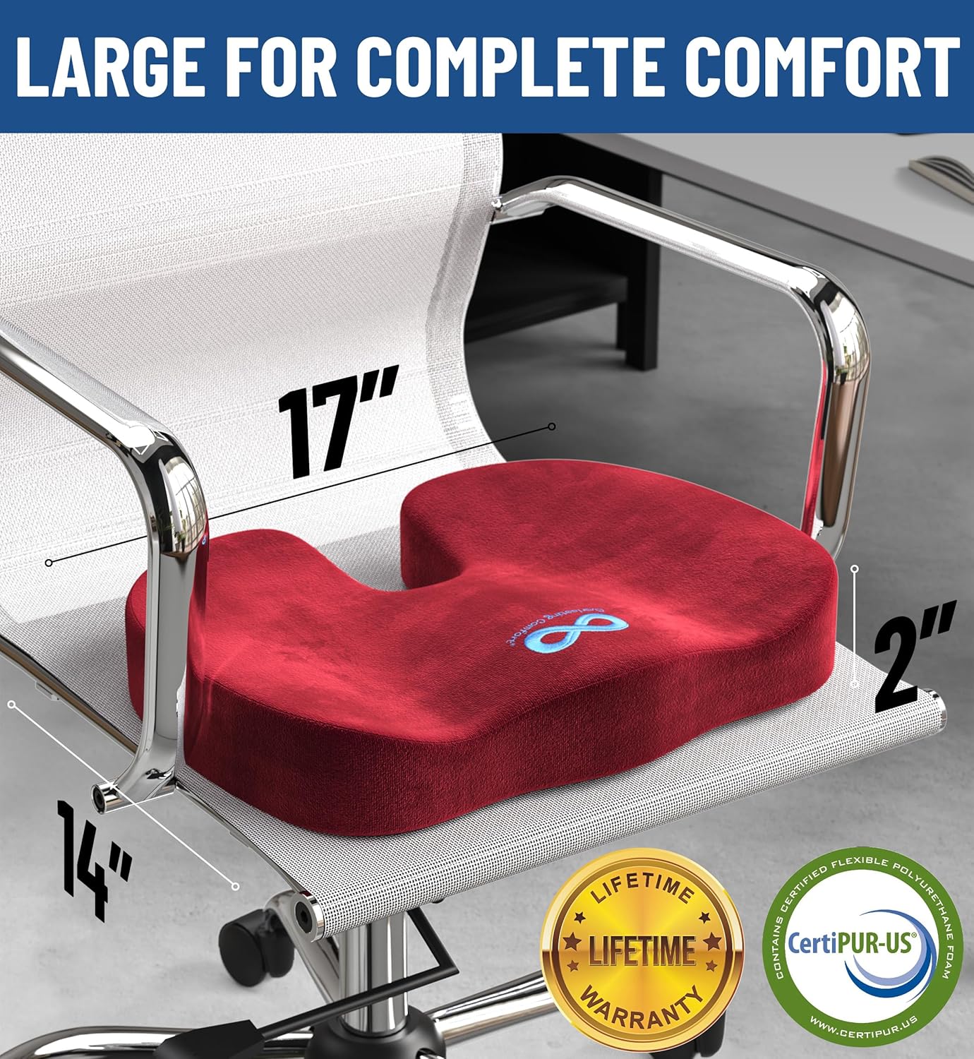 DrHealWell Everlasting Comfort Tailbone Protection, Sciatica & Posture Memory Foam Seat Cushion