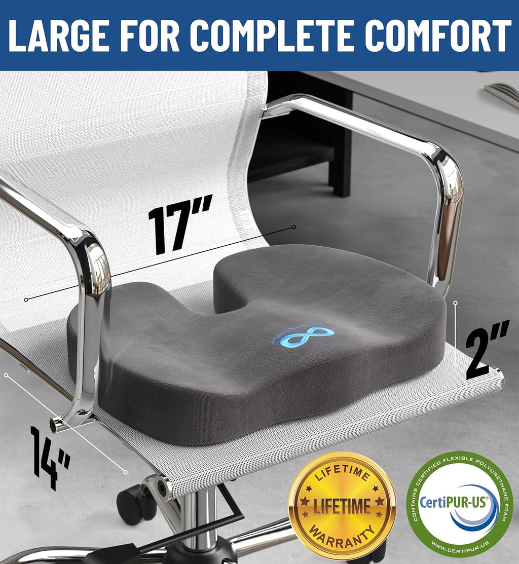 DrHealWell Everlasting Comfort Tailbone Protection, Sciatica & Posture Memory Foam Seat Cushion