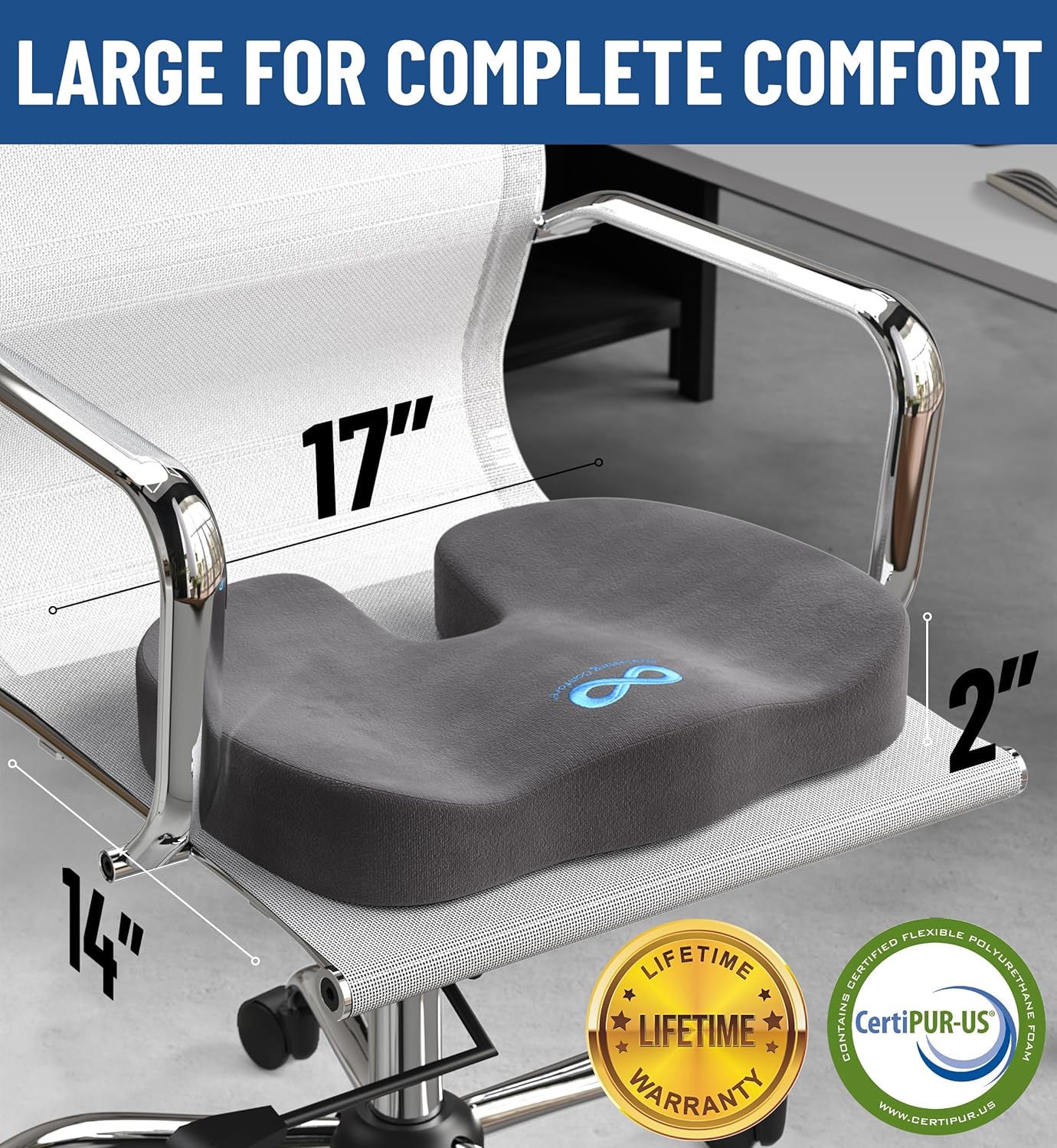 DrHealWell Everlasting Comfort Tailbone Protection, Sciatica & Posture Memory Foam Seat Cushion