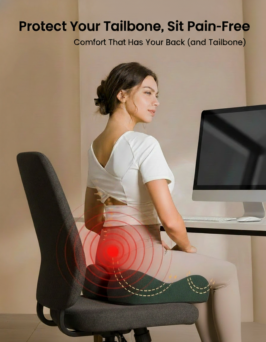 DrHealWell ArcPro Memory Cushion For Tailbone Protection, Sciatica & Pressure Relief