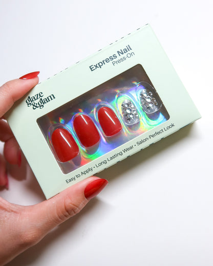 #001: Red Diamond Glitter LumiGel™ Nails