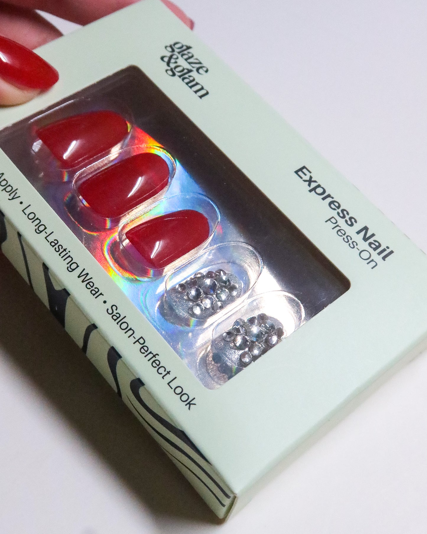 #001: Red Diamond Glitter LumiGel™ Nails