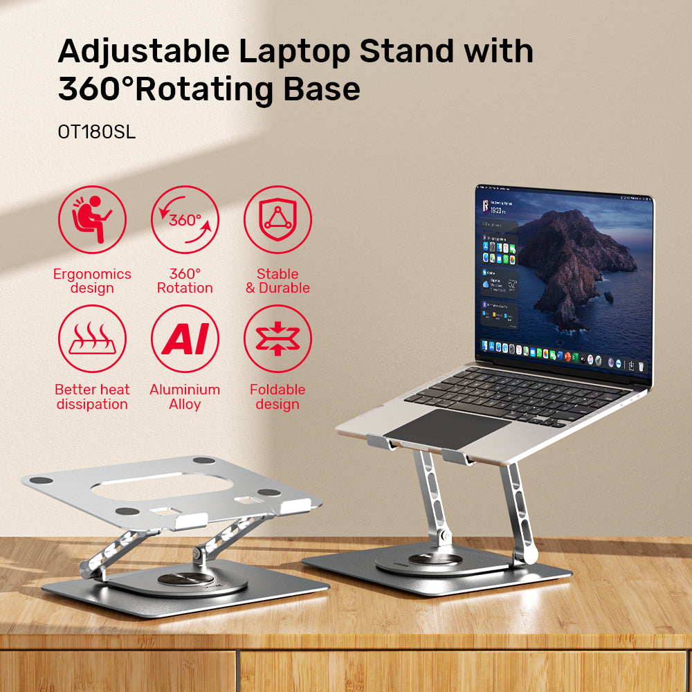 DrHealWell Adjustable Laptop Stand with 360° Rotating Base